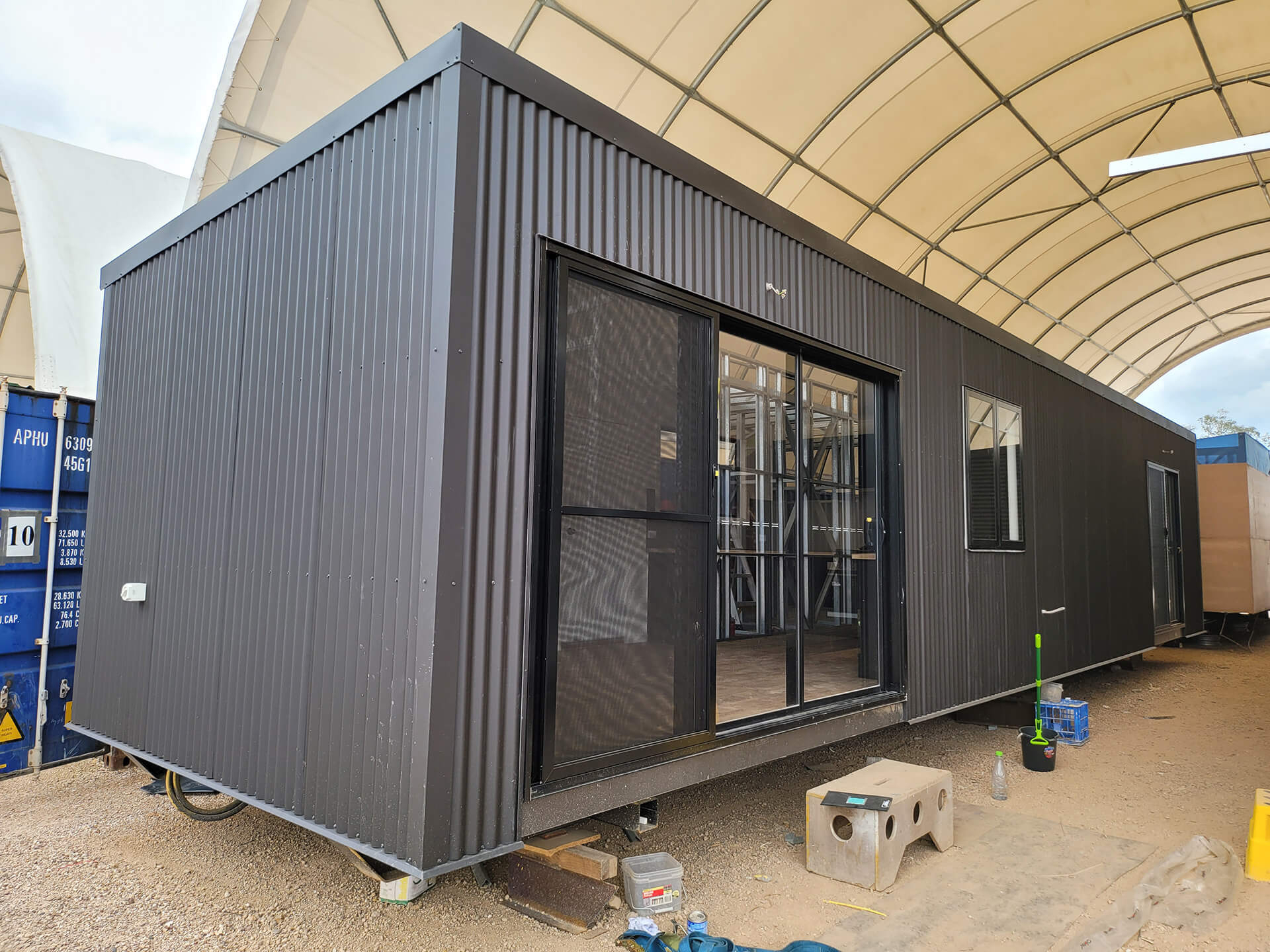 Portable building of alan frost range with glass doors and glass windows