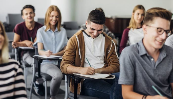 High School Students in Cabin Classroom