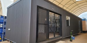 Portable building of alan frost range with glass doors and glass windows